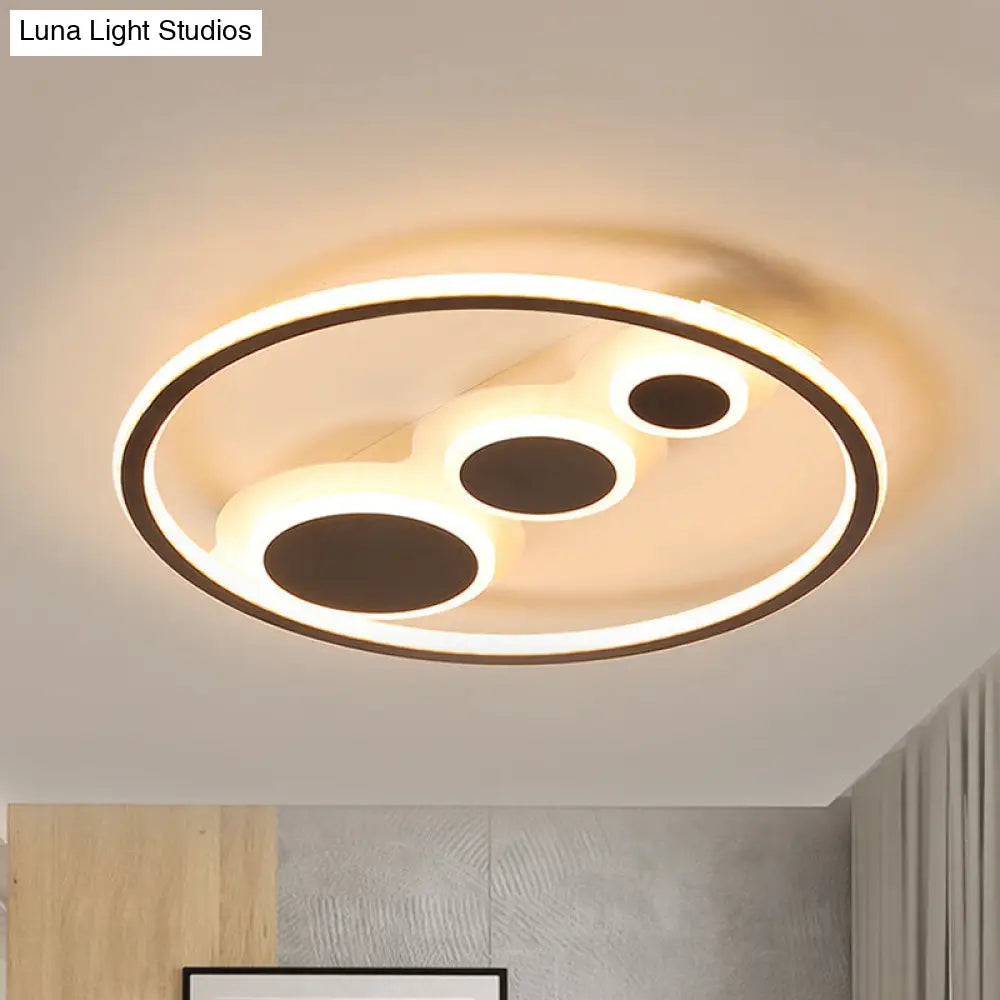 DecorBites™ DecorBites™ Contemporary Acrylic LED Flush Light - Coffee Round Ceiling Mounted - 18.5"/23" Wide - Warm & White Light - Remote Control Dimmable
