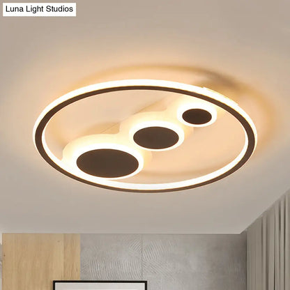 DecorBites™ DecorBites™ Contemporary Acrylic LED Flush Light - Coffee Round Ceiling Mounted - 18.5"/23" Wide - Warm & White Light - Remote Control Dimmable
