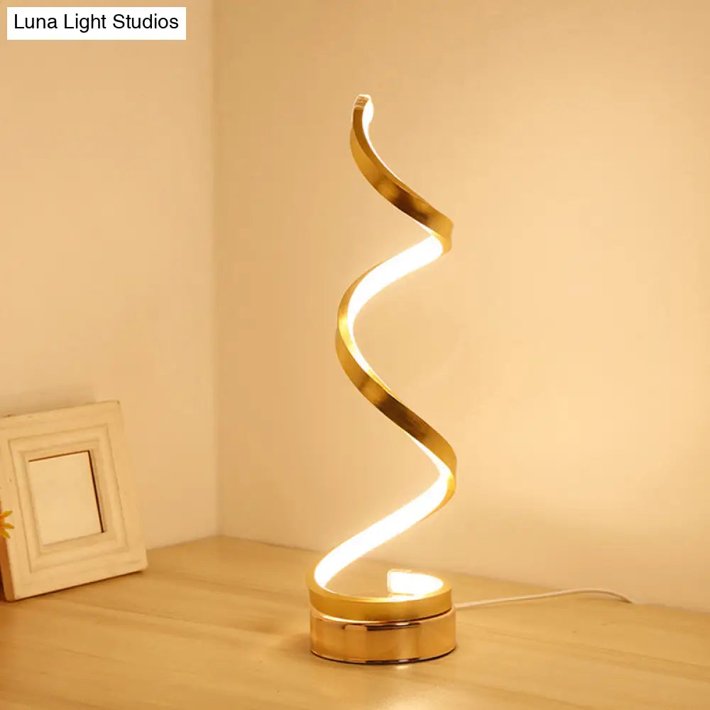 Lámpara de mesilla LED acrílica contemporánea - Elegante forma espiral para iluminación de mesa de salón