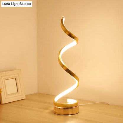 Lámpara de mesilla LED acrílica contemporánea - Elegante forma espiral para iluminación de mesa de salón