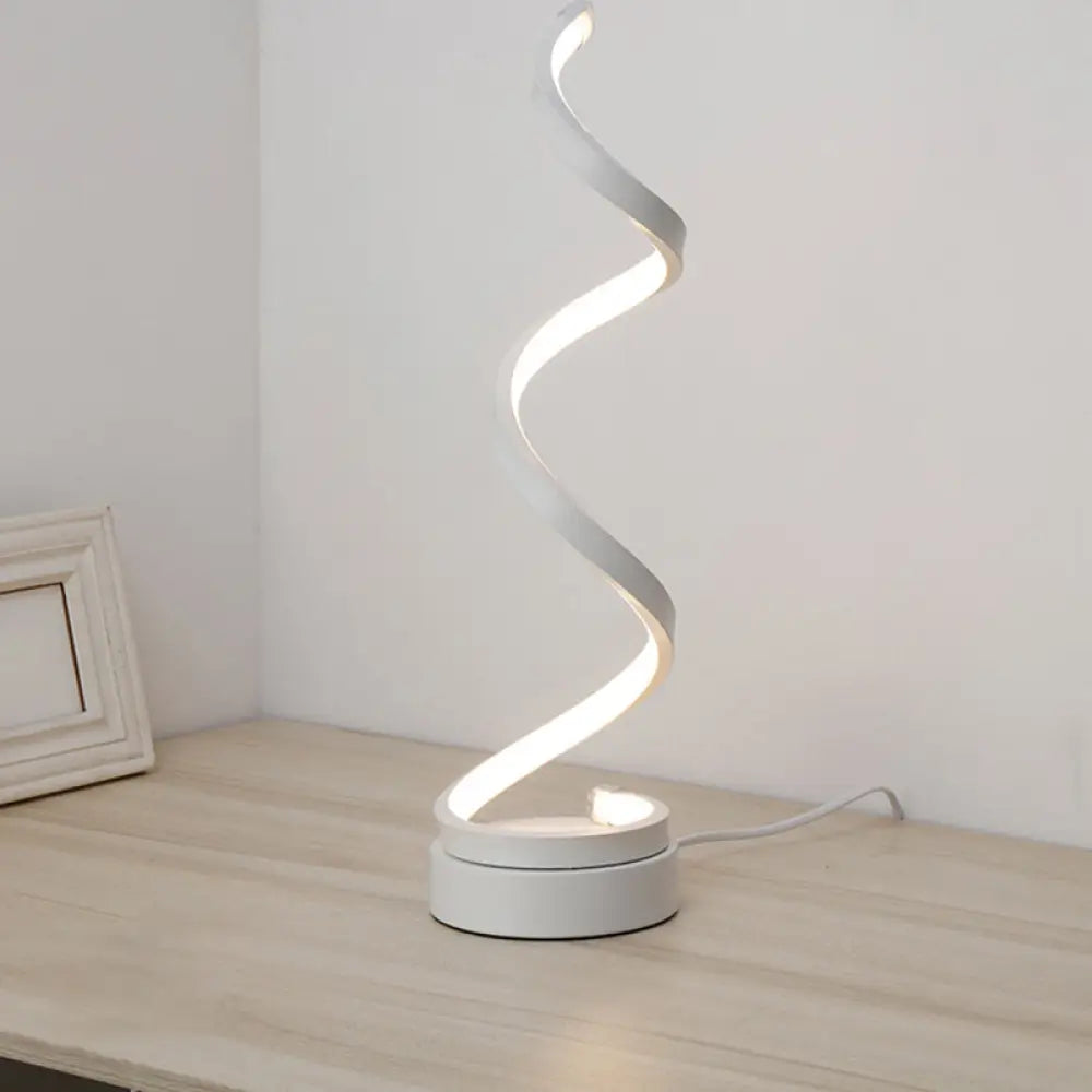 Lámpara de mesilla LED acrílica contemporánea - Elegante forma espiral para iluminación de mesa de salón