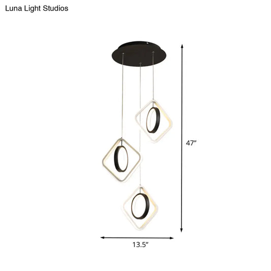 Contemporary Acrylic LED Pendant Light for Dining Room in Black or White/Warm Light