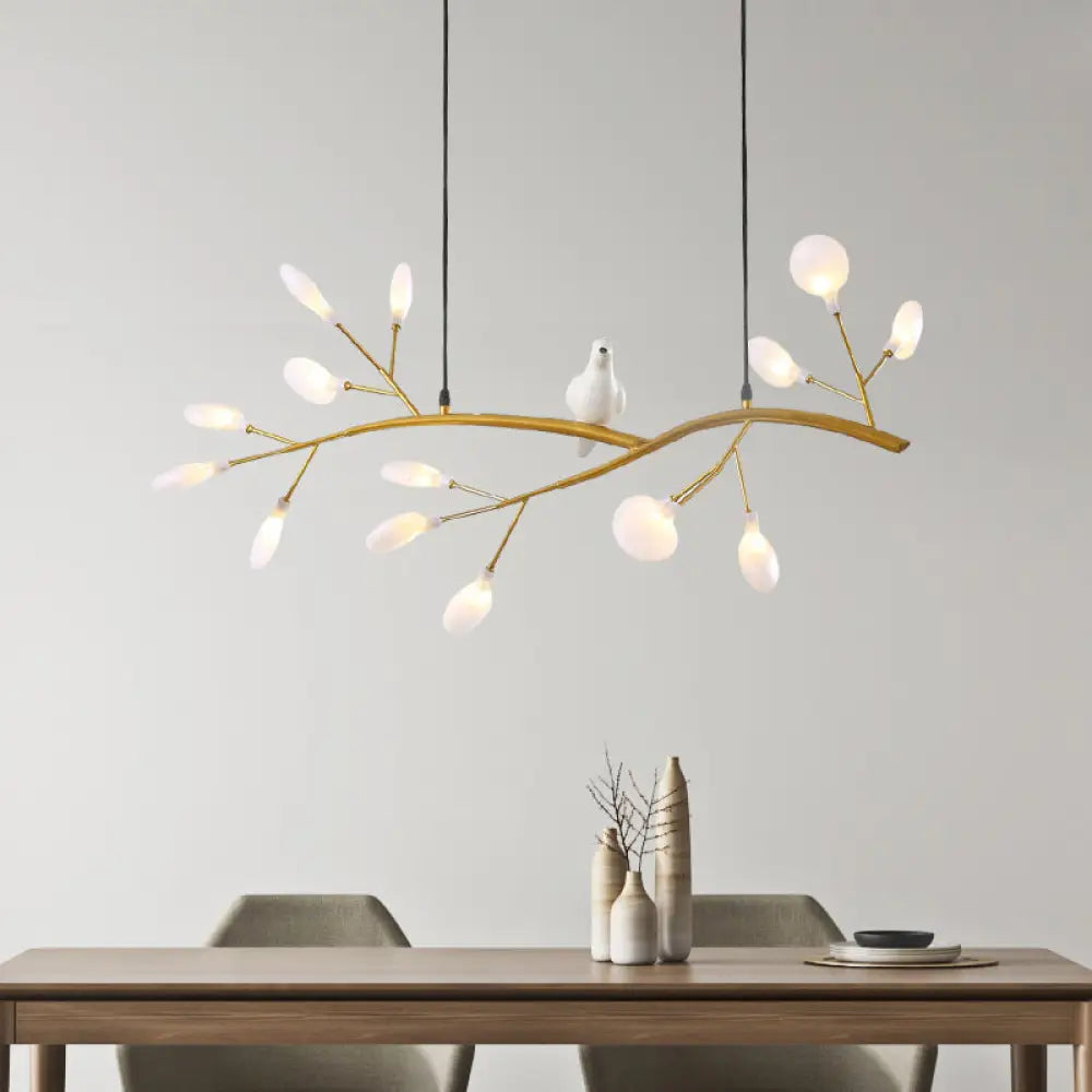 Lámpara colgante LED acrílica contemporánea DecorBites™ con decoración de pájaro - Kit de lámpara para isla de comedor con forma de rama