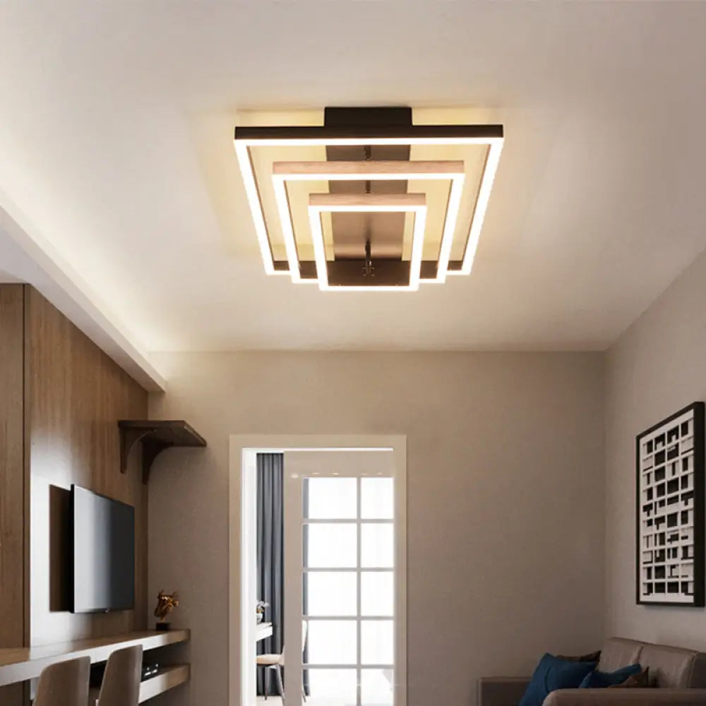 DecorBites™ DecorBites™ Contemporary Acrylic LED Pyramid Ceiling Light - Coffee Semi Flush Mount - Warm/White Light - 3/4/5 Layers