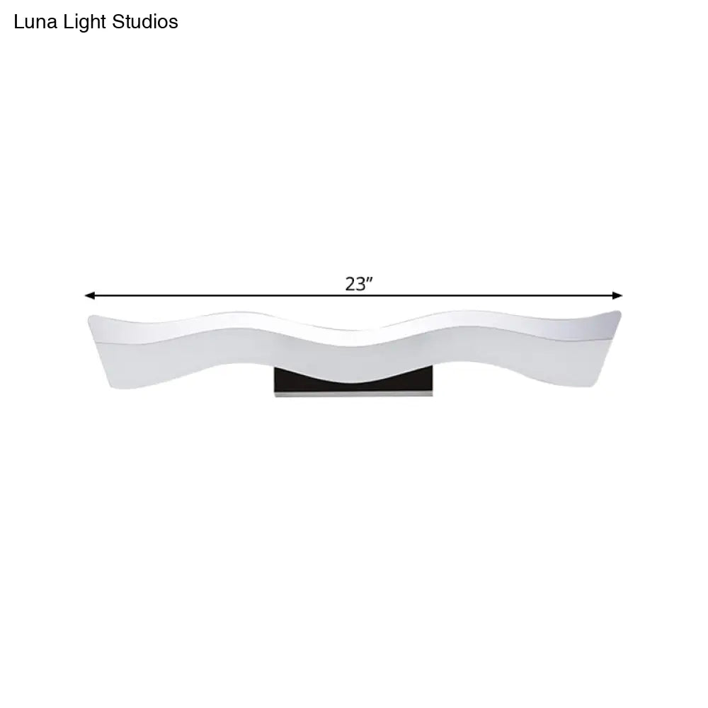 Aplique de pared LED acrílico contemporáneo para tocador - 17"/23" de ancho, luz cálida/blanca