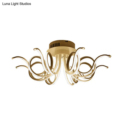 Lámpara de techo empotrada DecorBites™ con forma de pulpo, de acrílico contemporáneo, con 3/6/8 luces LED, para sala de estar, en blanco cálido.