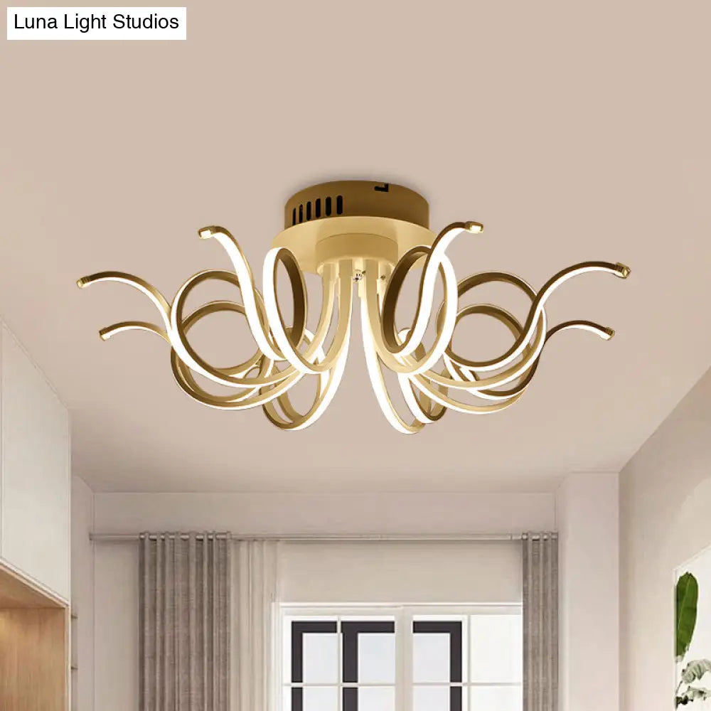 Lámpara de techo empotrada DecorBites™ con forma de pulpo, de acrílico contemporáneo, con 3/6/8 luces LED, para sala de estar, en blanco cálido.