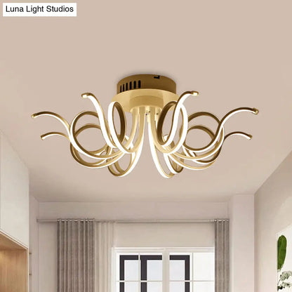 Lámpara de techo empotrada DecorBites™ con forma de pulpo, de acrílico contemporáneo, con 3/6/8 luces LED, para sala de estar, en blanco cálido.