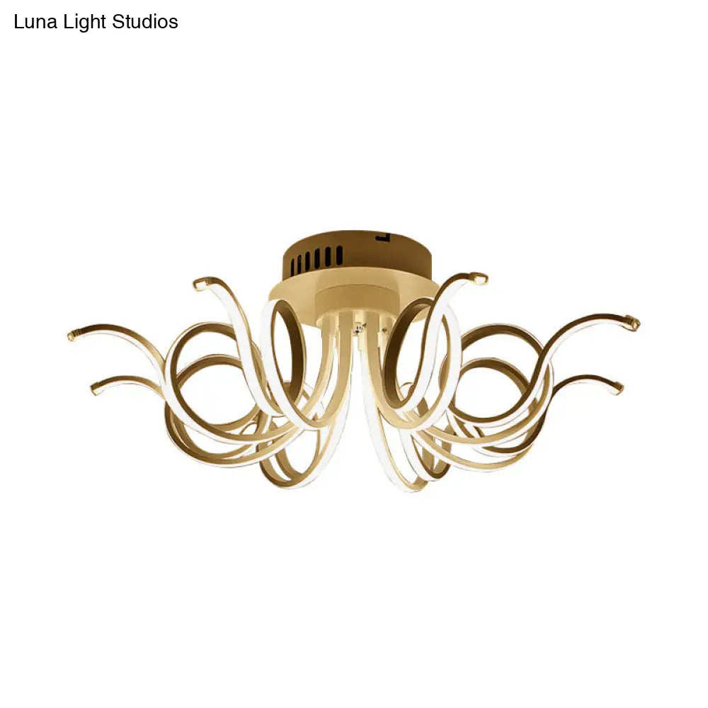 Lámpara de techo empotrada DecorBites™ con forma de pulpo, de acrílico contemporáneo, con 3/6/8 luces LED, para sala de estar, en blanco cálido.