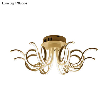 Lámpara de techo empotrada DecorBites™ con forma de pulpo, de acrílico contemporáneo, con 3/6/8 luces LED, para sala de estar, en blanco cálido.