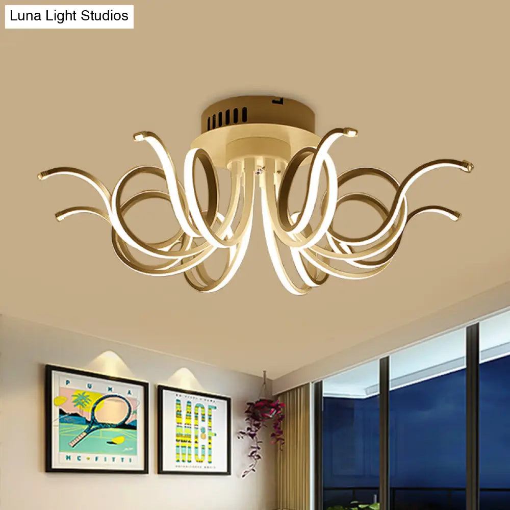 Lámpara de techo empotrada DecorBites™ con forma de pulpo, de acrílico contemporáneo, con 3/6/8 luces LED, para sala de estar, en blanco cálido.
