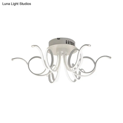 Lámpara de techo empotrada DecorBites™ con forma de pulpo, de acrílico contemporáneo, con 3/6/8 luces LED, para sala de estar, en blanco cálido.