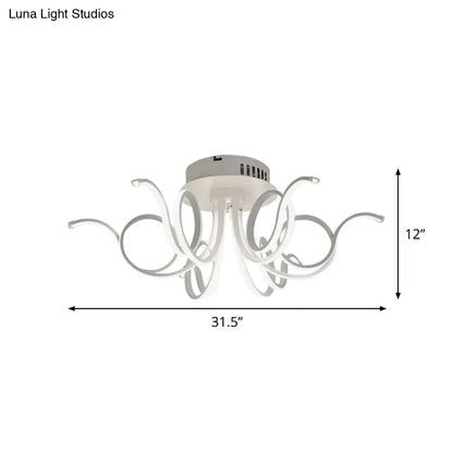 Lámpara de techo empotrada DecorBites™ con forma de pulpo, de acrílico contemporáneo, con 3/6/8 luces LED, para sala de estar, en blanco cálido.
