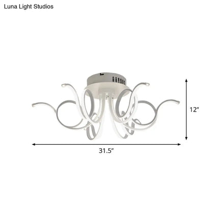 Lámpara de techo empotrada DecorBites™ con forma de pulpo, de acrílico contemporáneo, con 3/6/8 luces LED, para sala de estar, en blanco cálido.