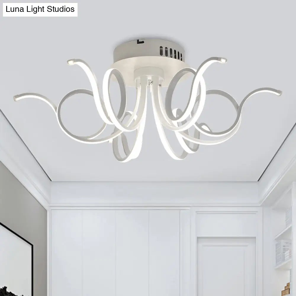 Lámpara de techo empotrada DecorBites™ con forma de pulpo, de acrílico contemporáneo, con 3/6/8 luces LED, para sala de estar, en blanco cálido.