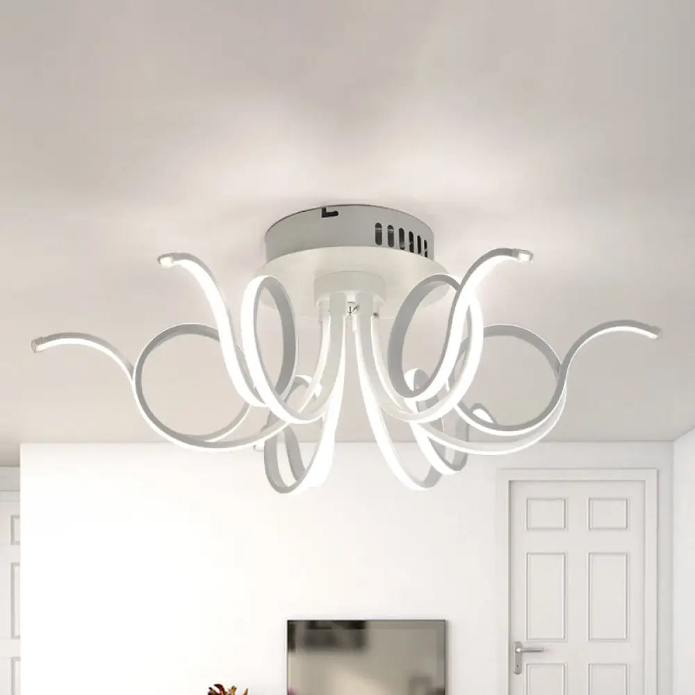 Lámpara de techo empotrada DecorBites™ con forma de pulpo, de acrílico contemporáneo, con 3/6/8 luces LED, para sala de estar, en blanco cálido.