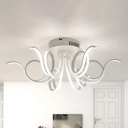 Lámpara de techo empotrada DecorBites™ con forma de pulpo, de acrílico contemporáneo, con 3/6/8 luces LED, para sala de estar, en blanco cálido.