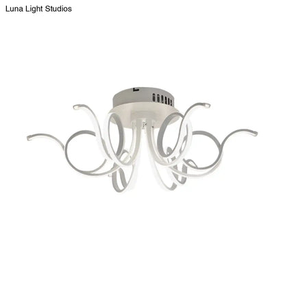 Lámpara de techo empotrada DecorBites™ con forma de pulpo, de acrílico contemporáneo, con 3/6/8 luces LED, para sala de estar, en blanco cálido.