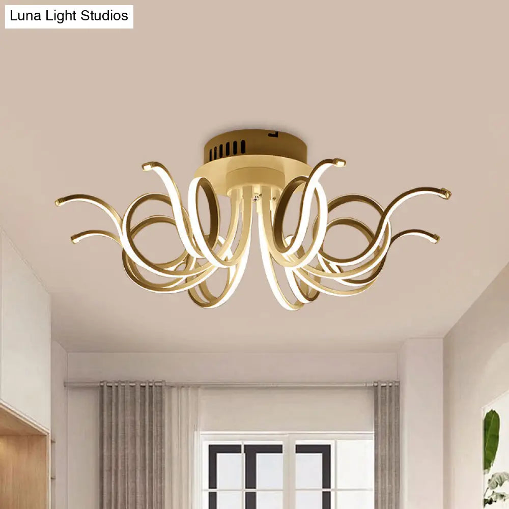 Lámpara de techo empotrada DecorBites™ con forma de pulpo, de acrílico contemporáneo, con 3/6/8 luces LED, para sala de estar, en blanco cálido.