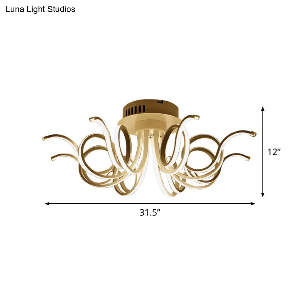 Lámpara de techo empotrada DecorBites™ con forma de pulpo, de acrílico contemporáneo, con 3/6/8 luces LED, para sala de estar, en blanco cálido.