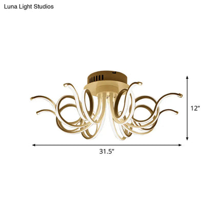 Lámpara de techo empotrada DecorBites™ con forma de pulpo, de acrílico contemporáneo, con 3/6/8 luces LED, para sala de estar, en blanco cálido.