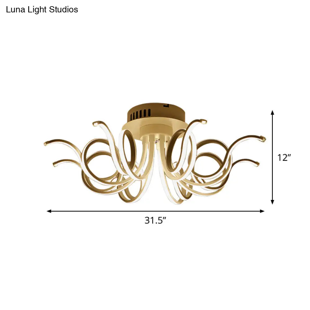 Lámpara de techo empotrada DecorBites™ con forma de pulpo, de acrílico contemporáneo, con 3/6/8 luces LED, para sala de estar, en blanco cálido.