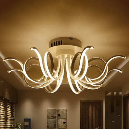 Lámpara de techo empotrada DecorBites™ con forma de pulpo, de acrílico contemporáneo, con 3/6/8 luces LED, para sala de estar, en blanco cálido.