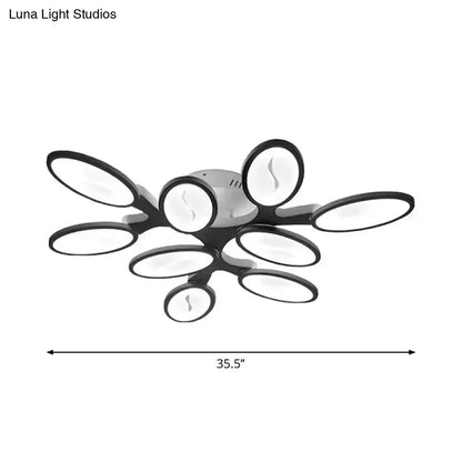 DecorBites™ DecorBites™ Contemporary Acrylic Oval-Leaf Branch Semi Flush Light - 6/9/12 Lights - White LED Ceiling Lamp - Warm/White Light