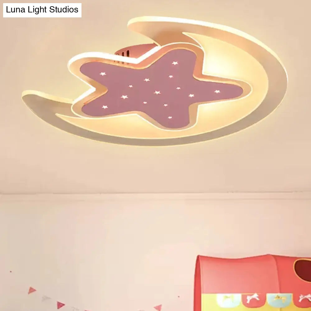DecorBites™ DecorBites™ Contemporary Acrylic Pink Star Ceiling Mount Light - Perfect for Teens
