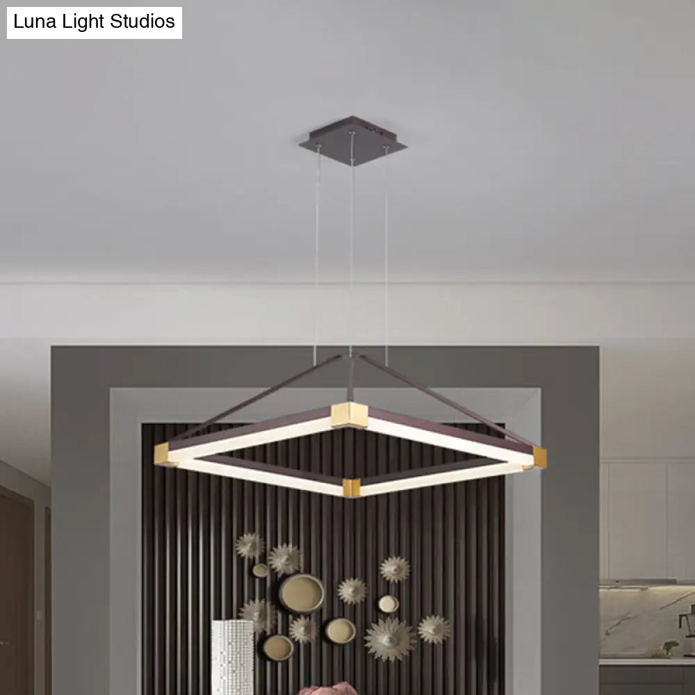 Lámpara colgante piramidal contemporánea de acrílico - 45,7 cm/60 cm de ancho - Blanco/Café - LED, luz blanca/cálida