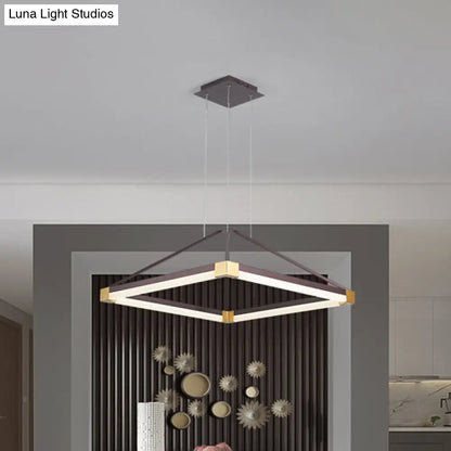 Lámpara colgante piramidal contemporánea de acrílico - 45,7 cm/60 cm de ancho - Blanco/Café - LED, luz blanca/cálida