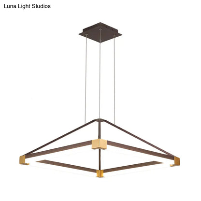 Lámpara colgante piramidal contemporánea de acrílico - 45,7 cm/60 cm de ancho - Blanco/Café - LED, luz blanca/cálida