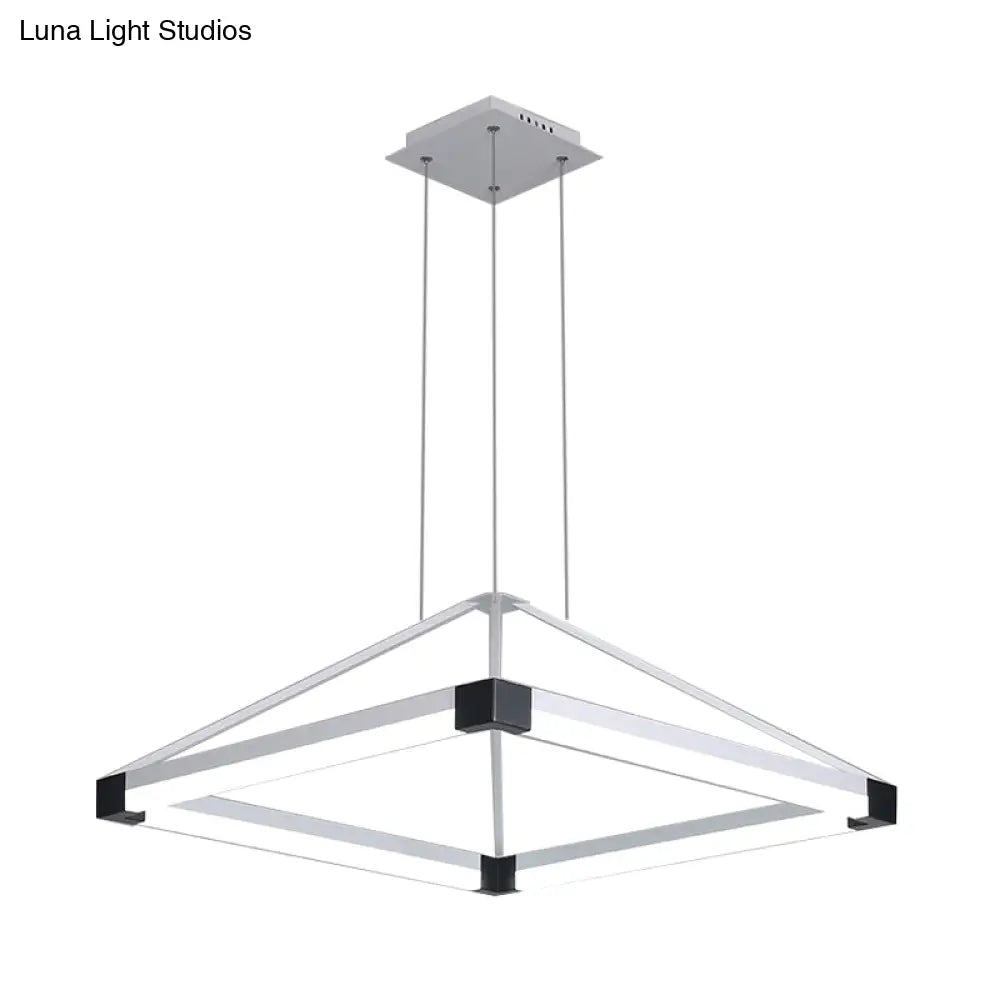 Lámpara colgante piramidal contemporánea de acrílico - 45,7 cm/60 cm de ancho - Blanco/Café - LED, luz blanca/cálida