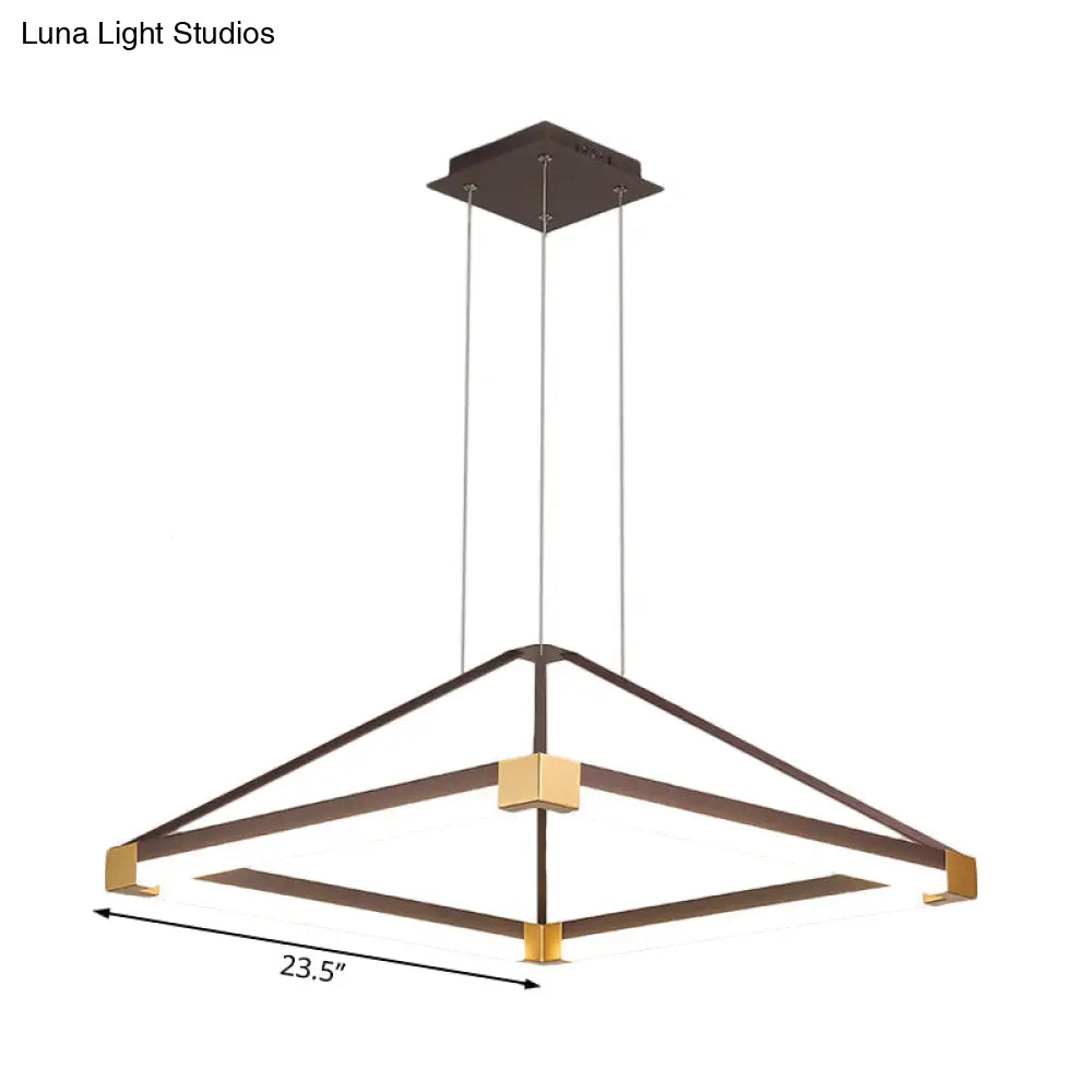 Lámpara colgante piramidal contemporánea de acrílico - 45,7 cm/60 cm de ancho - Blanco/Café - LED, luz blanca/cálida