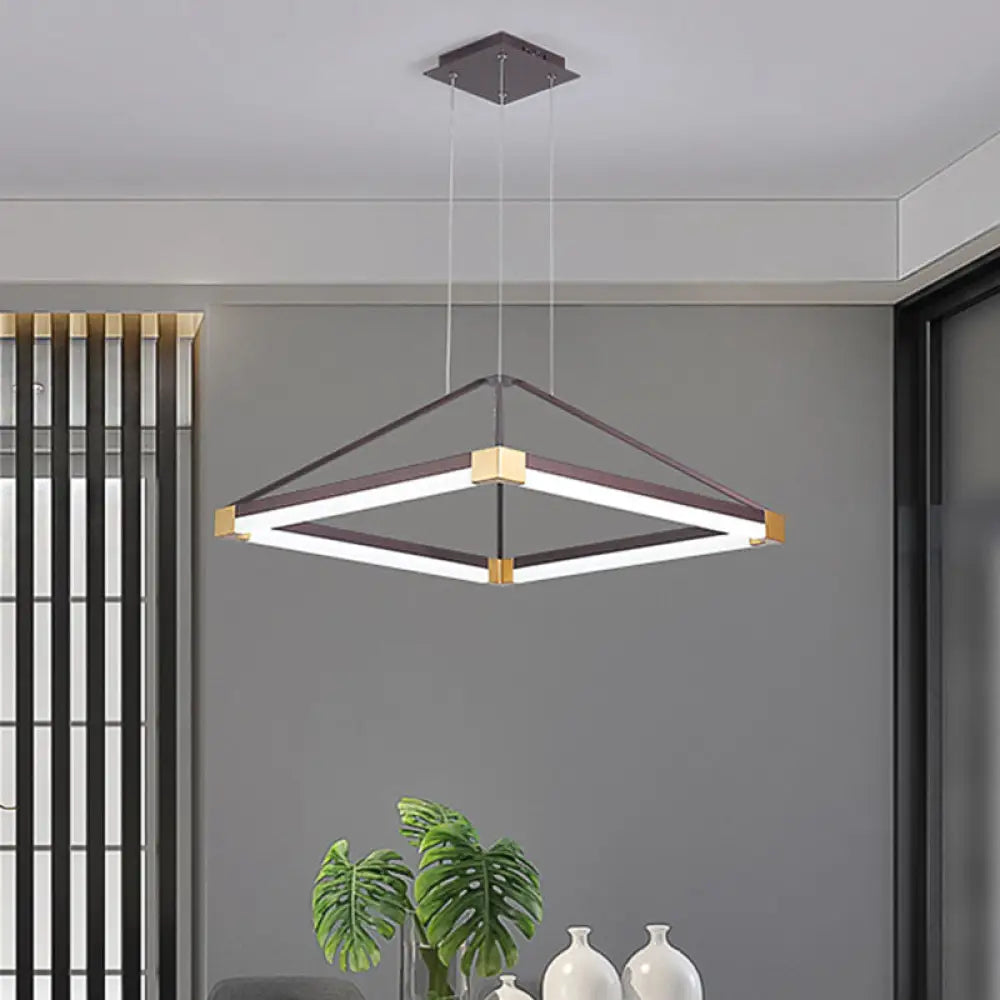 Lámpara colgante piramidal contemporánea de acrílico - 45,7 cm/60 cm de ancho - Blanco/Café - LED, luz blanca/cálida