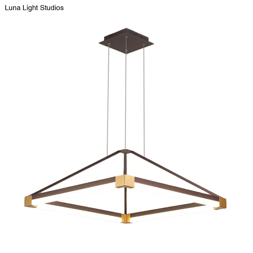 Lámpara colgante piramidal contemporánea de acrílico - 45,7 cm/60 cm de ancho - Blanco/Café - LED, luz blanca/cálida