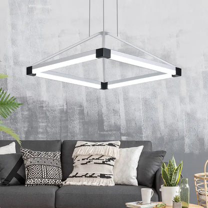 Lámpara colgante piramidal contemporánea de acrílico - 45,7 cm/60 cm de ancho - Blanco/Café - LED, luz blanca/cálida