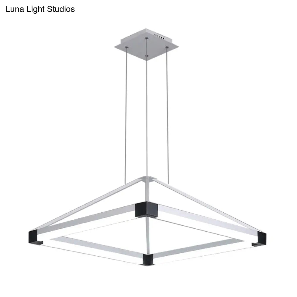 Lámpara colgante piramidal contemporánea de acrílico - 45,7 cm/60 cm de ancho - Blanco/Café - LED, luz blanca/cálida