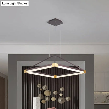 Lámpara colgante piramidal contemporánea de acrílico - 45,7 cm/60 cm de ancho - Blanco/Café - LED, luz blanca/cálida