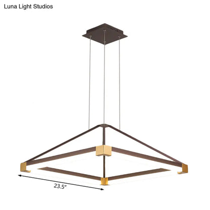 Lámpara colgante piramidal contemporánea de acrílico - 45,7 cm/60 cm de ancho - Blanco/Café - LED, luz blanca/cálida