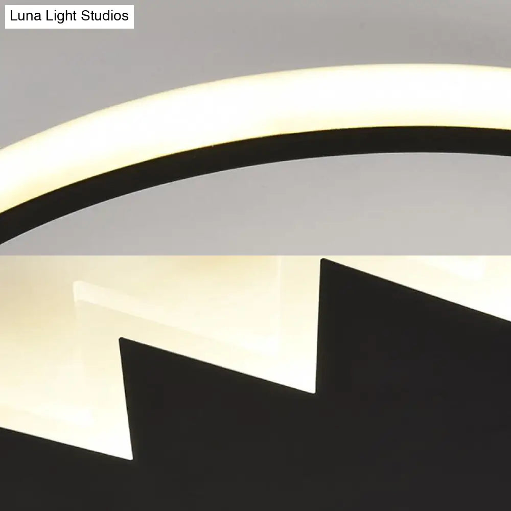 DecorBites™ DecorBites™ Contemporary Acrylic Round Ceiling Light, 22"/26" Wide, Black/White LED Flush Mount Fixture with Remote Control Dimming - Warm/White Light