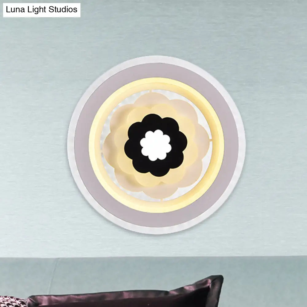 Aplique de pared redondo LED de acrílico contemporáneo DecorBites™ - Lámpara de noche blanca