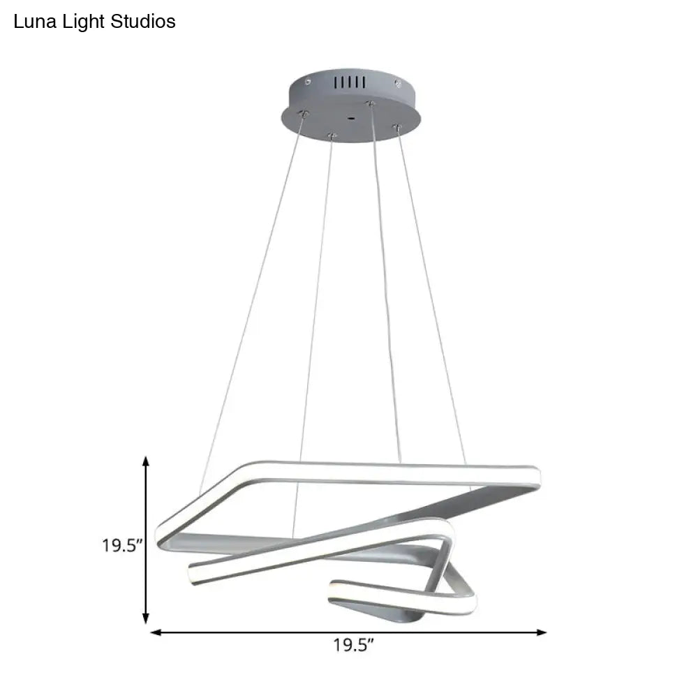Lámpara de techo colgante espiral contemporánea de acrílico - Lámpara de techo LED gris para comedor - Luz blanca/cálida