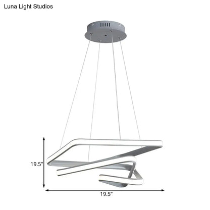 Lámpara de techo colgante espiral contemporánea de acrílico - Lámpara de techo LED gris para comedor - Luz blanca/cálida