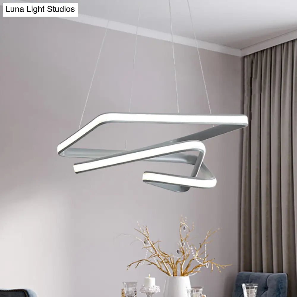 Lámpara de techo colgante espiral contemporánea de acrílico - Lámpara de techo LED gris para comedor - Luz blanca/cálida