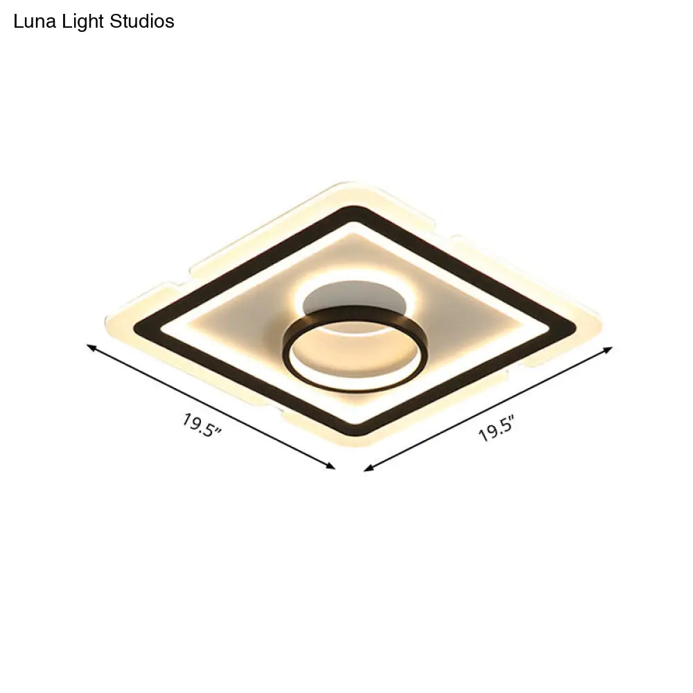 DecorBites™ DecorBites™ Contemporary Acrylic Square Ceiling Lighting - LED Flush Mount Light for Bedroom - Black/White - 16"/19.5