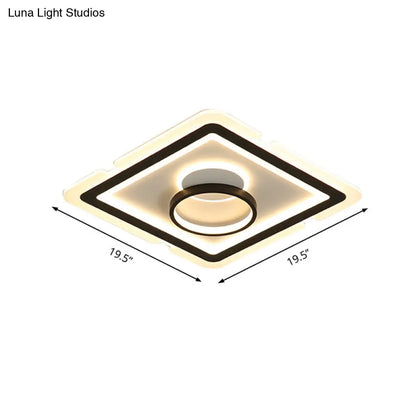 DecorBites™ DecorBites™ Contemporary Acrylic Square Ceiling Lighting - LED Flush Mount Light for Bedroom - Black/White - 16"/19.5