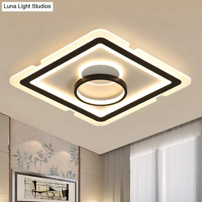 DecorBites™ DecorBites™ Contemporary Acrylic Square Ceiling Lighting - LED Flush Mount Light for Bedroom - Black/White - 16"/19.5