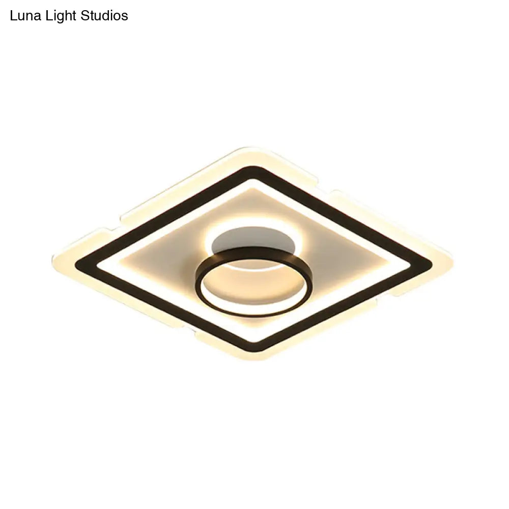 DecorBites™ DecorBites™ Contemporary Acrylic Square Ceiling Lighting - LED Flush Mount Light for Bedroom - Black/White - 16"/19.5
