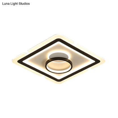 DecorBites™ DecorBites™ Contemporary Acrylic Square Ceiling Lighting - LED Flush Mount Light for Bedroom - Black/White - 16"/19.5
